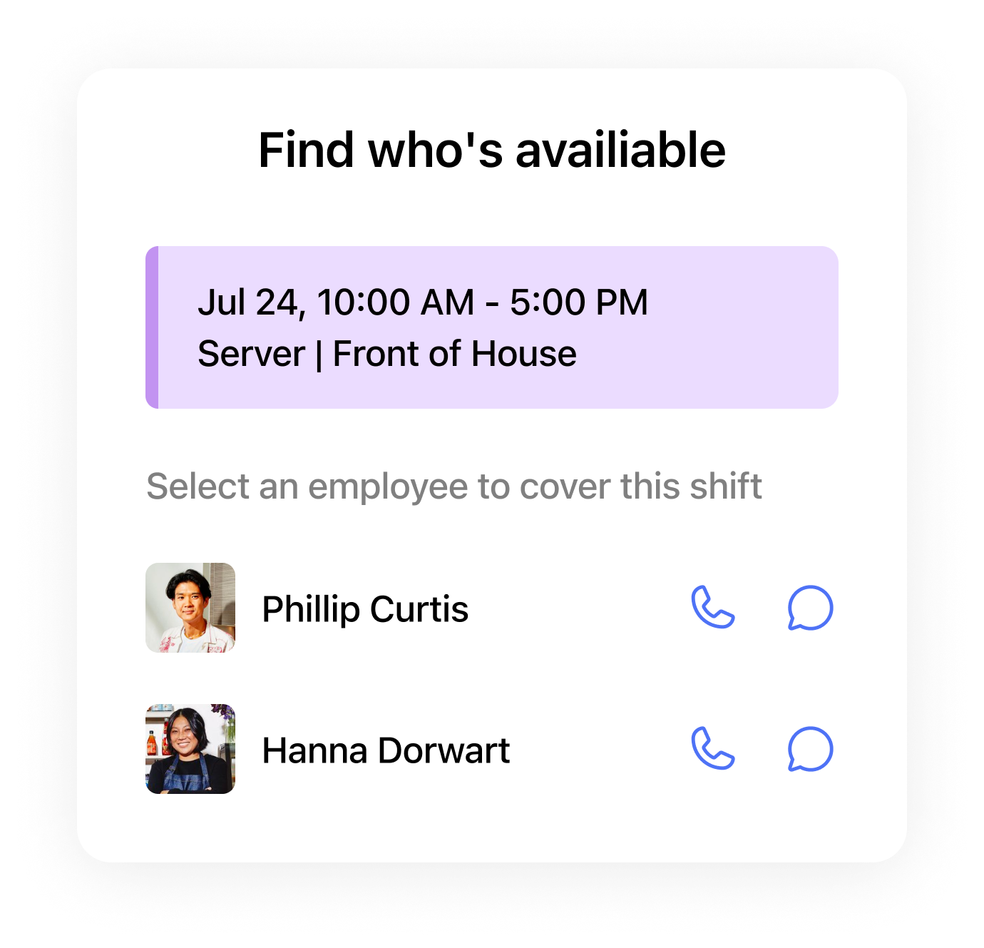 Cut calls, texts, and emails by 50% using 7shifts' team communication tools