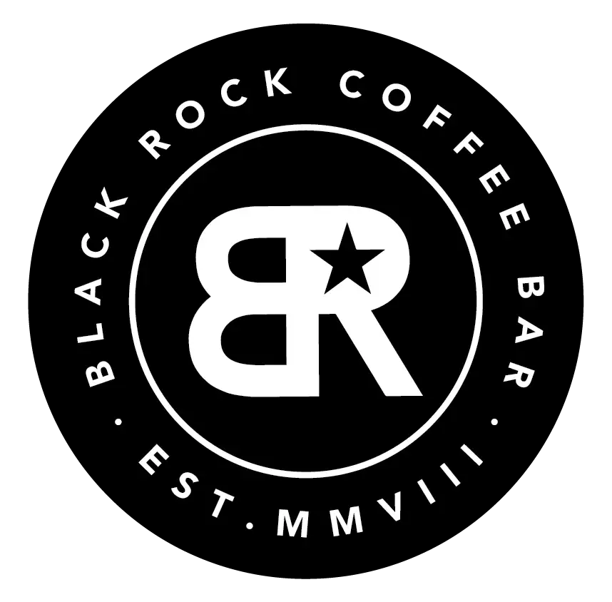 Black Rock coffee logo, transparent black .png